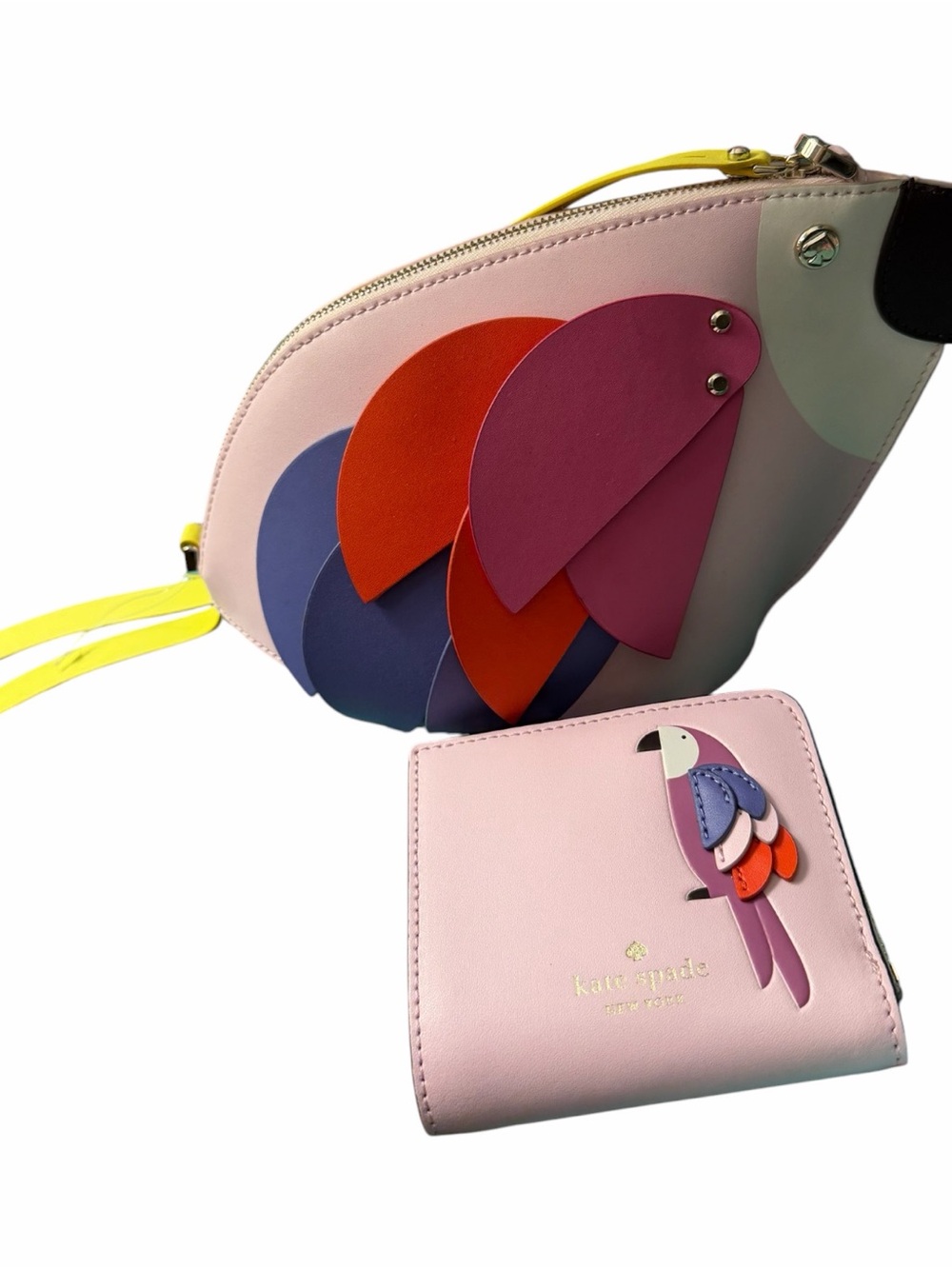 kate spade flock party parrot crossbody and matching wallet. New.